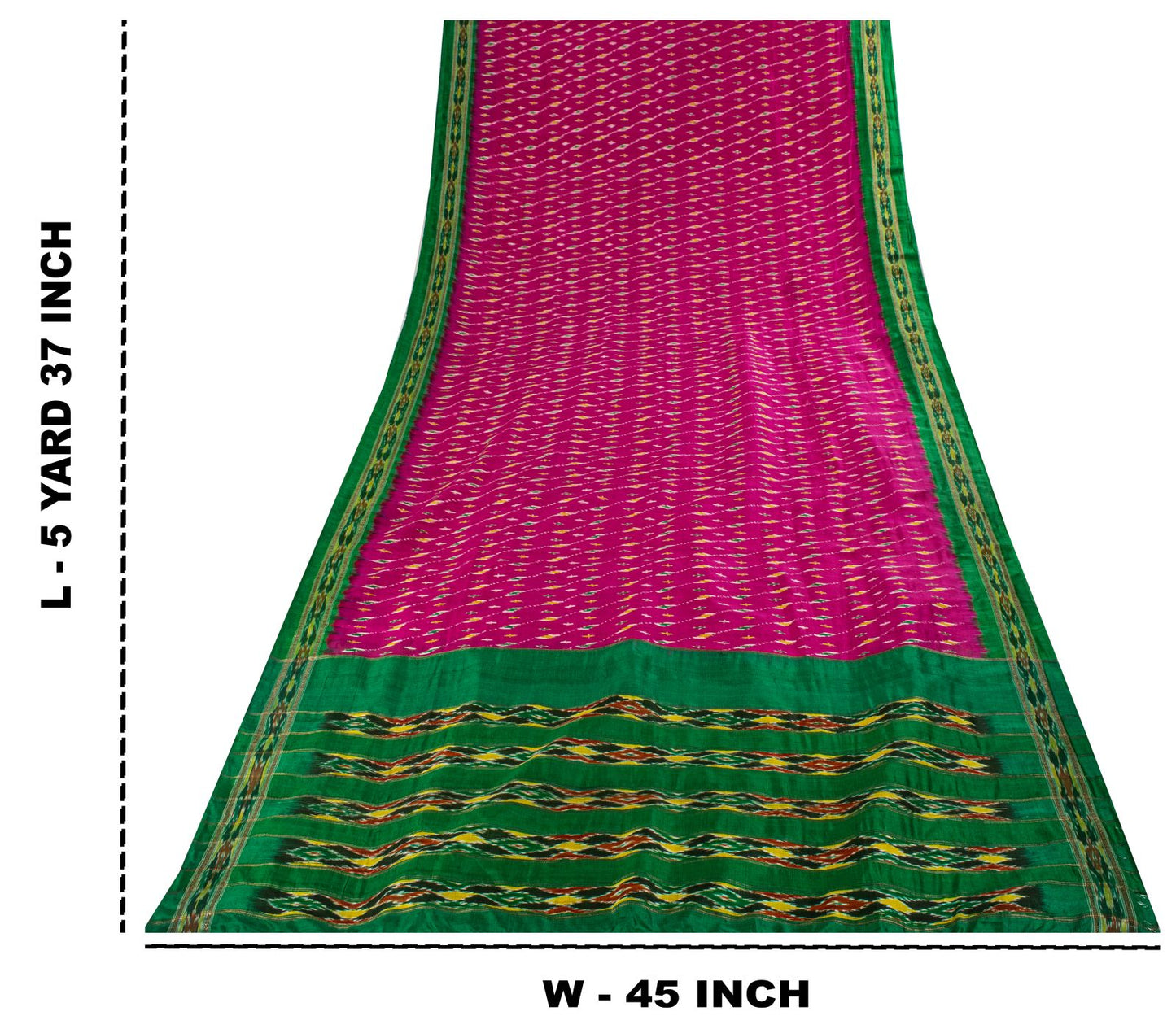 Sanskriti Vintage Pink 100%Pure Silk Saree Ikat Hand Woven Pochampally 6+Yd Sari