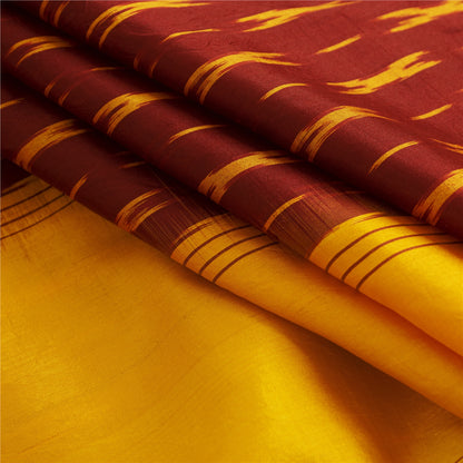 Sanskriti Vintage Red Ikat Woven Pochampally Sarees Pure Silk Sari Craft Fabric