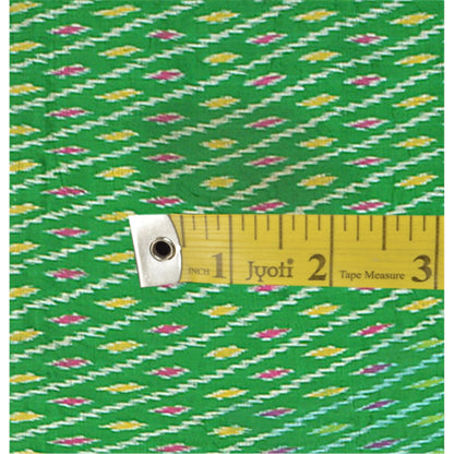 Sanskriti Vintage Sari 100% Pure Silk Green & Pink Pochampally Hand Woven Ikat Sarees 5Yd Craft Fabric Decor, Women Floral Outfit, Scrap