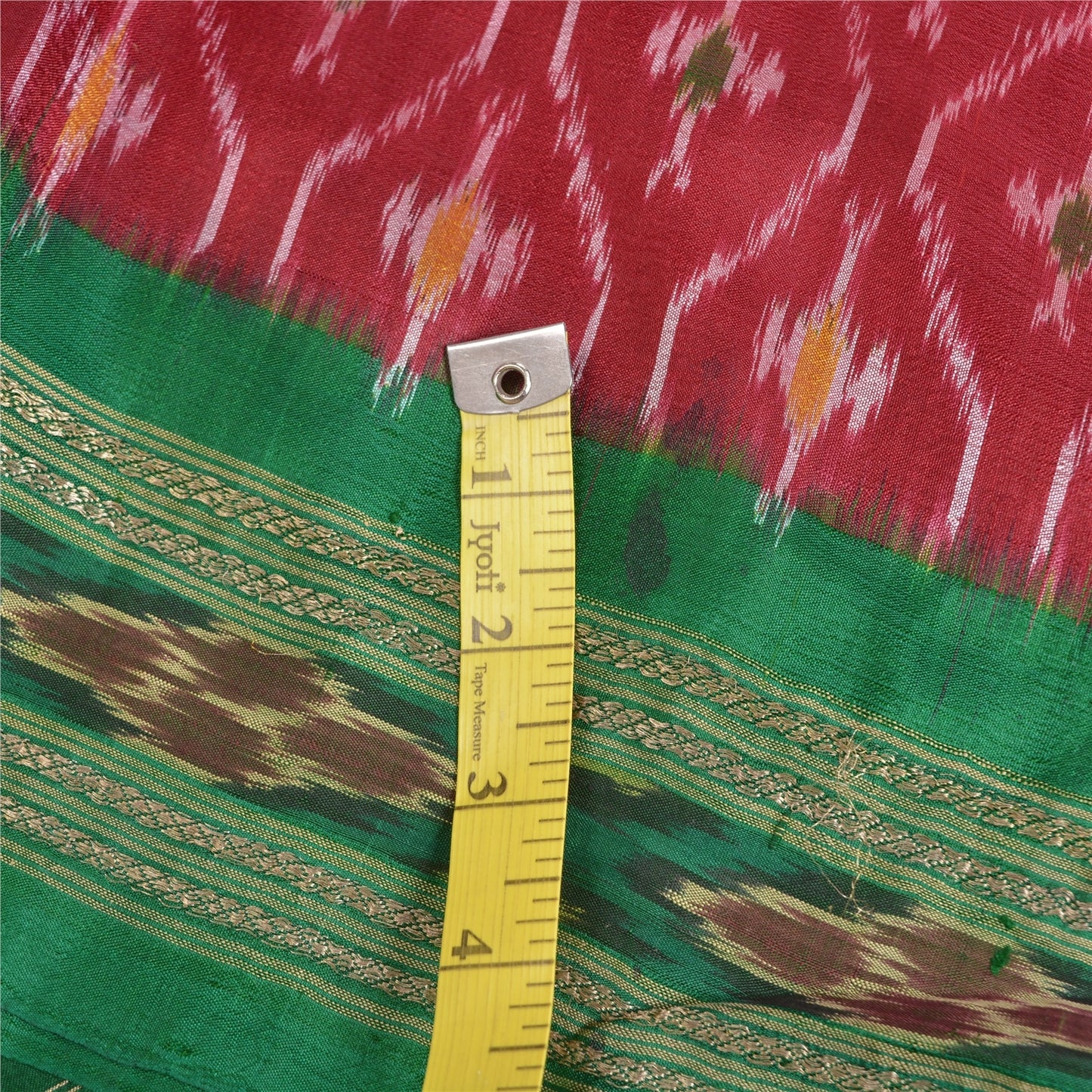 Sanskriti Vintage Red Ikat Woven Sambhalpuri Sarees Pure Silk 5+YD Ethnic Sari