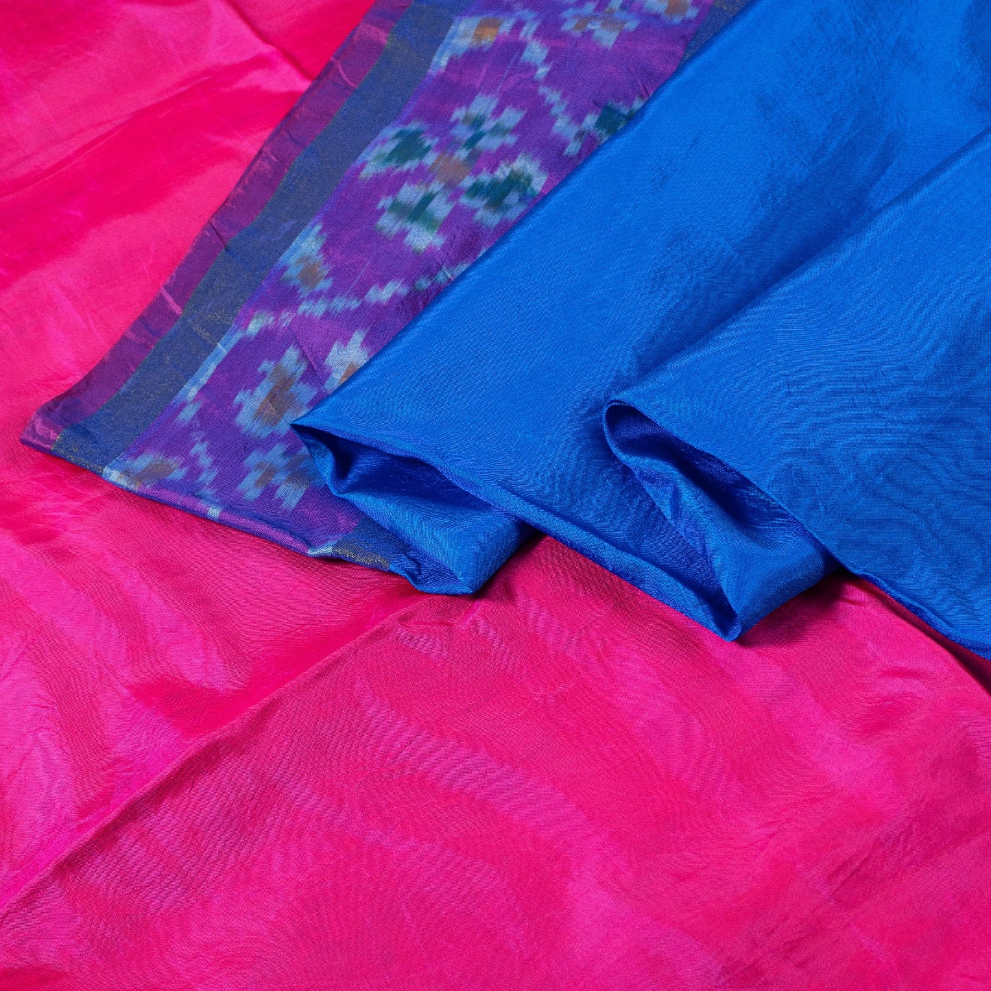 Sanskriti Vintage Blue Woven Ikat Patola Saree Blend Silk Sari Craft Soft Sustainable Fabric