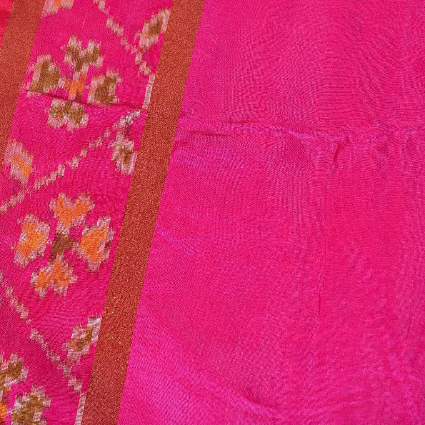 Sanskriti Vintage Blue Woven Ikat Patola Saree Blend Silk Sari Craft Soft Sustainable Fabric