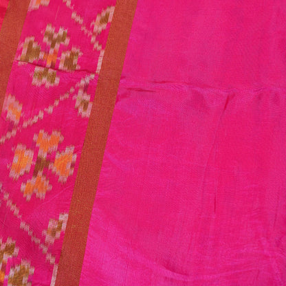 Sanskriti Vintage Blue Woven Ikat Patola Saree Blend Silk Sari Craft Soft Sustainable Fabric