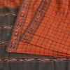 Sanskriti Vintage Rare Saree Ikat Handwoven Blend Cotton Orange Sari 5yd Sustainable Fabric