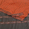 Sanskriti Vintage Rare Saree Ikat Handwoven Blend Cotton Orange Sari 5yd Sustainable Fabric
