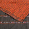 Sanskriti Vintage Rare Saree Ikat Handwoven Blend Cotton Orange Sari 5yd Sustainable Fabric