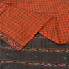 Sanskriti Vintage Rare Saree Ikat Handwoven Blend Cotton Orange Sari 5yd Sustainable Fabric