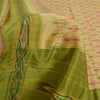 Sanskriti Vintage Cream Pochampally Sarees Pure Silk Ikat Woven Work Ikat Sari