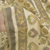 Sanskriti Vintage Sarees Cream Ikat Handwoven Pure Cotton Sambhalpuri 5+yd Sari