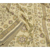 Sanskriti Vintage Sarees Cream Ikat Handwoven Pure Cotton Sambhalpuri 5+yd Sari