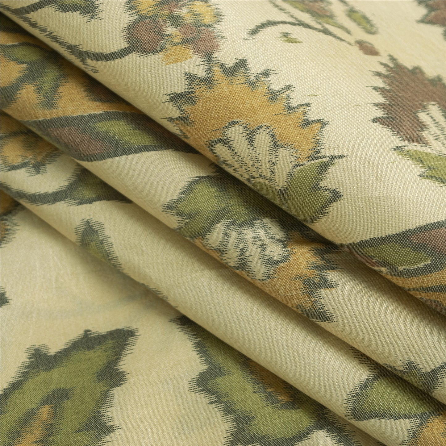 Sanskriti Vintage Sarees Cream Ikat Handwoven Pure Cotton Sambhalpuri 5+yd Sari