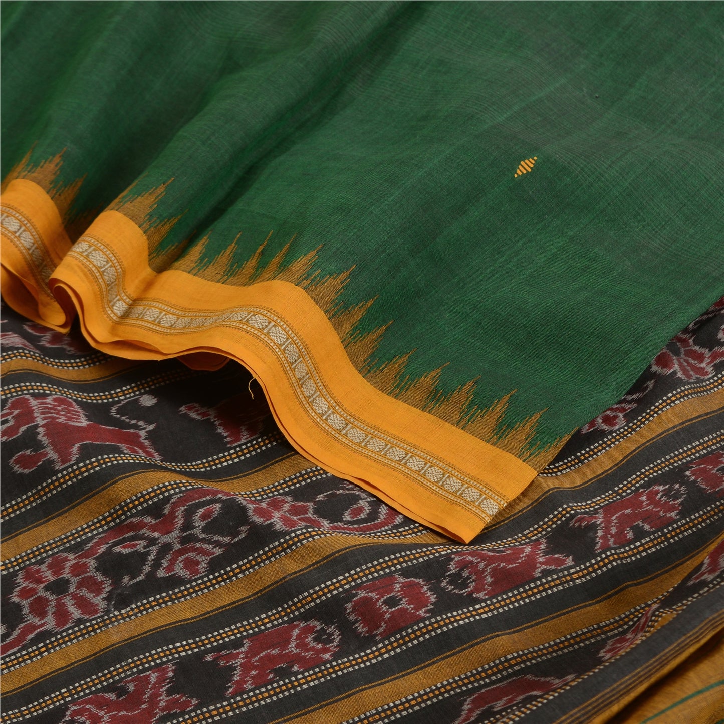 Sanskriti Vintage Saree Rare Odisha Animal HandWoven Ikat Pure CottonSari Fabric
