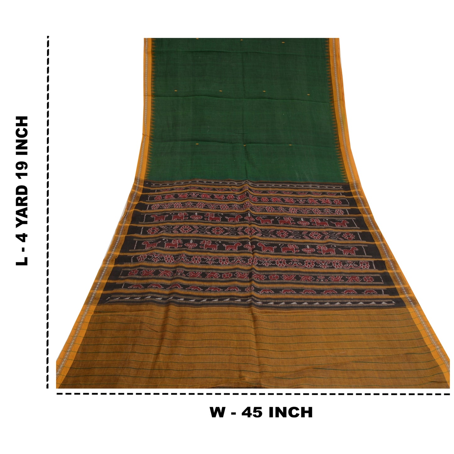 Sanskriti Vintage Saree Rare Odisha Animal HandWoven Ikat Pure CottonSari Fabric