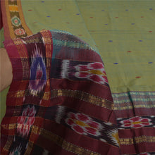 Load image into Gallery viewer, Sanskriti Vintage Saree Green/Red Odisha Hand Woven Ikat Pure Cotton Sari Fabric
