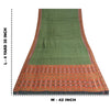 Sanskriti Vintage Saree Green HandWoven Ikat/Patch Pure Cotton Sari Craft Sustainable Fabric