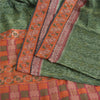 Sanskriti Vintage Saree Green HandWoven Ikat/Patch Pure Cotton Sari Craft Sustainable Fabric