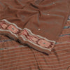 Sanskriti Vintage Saree Brown Odisha Hand Woven Ikat Blend Silk Sari 5yd Sustainable Fabric