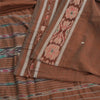 Sanskriti Vintage Saree Brown Odisha Hand Woven Ikat Blend Silk Sari 5yd Sustainable Fabric