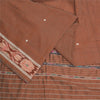 Sanskriti Vintage Saree Brown Odisha Hand Woven Ikat Blend Silk Sari 5yd Sustainable Fabric