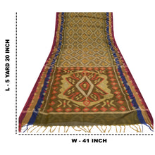 Load image into Gallery viewer, Sanskriti Vintage Saree Green Sambhalpuri HandWoven Ikat Pure Silk Sari Fabric

