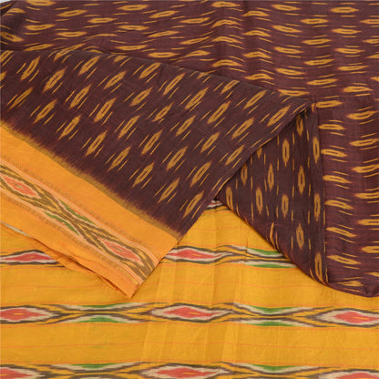 Sanskriti Vintage Saree Unique Pochampally Hand Woven Ikat Pure Silk Sari Sustainable Fabric