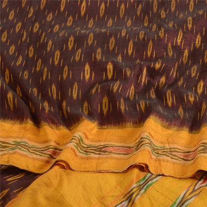 Sanskriti Vintage Saree Unique Pochampally Hand Woven Ikat Pure Silk Sari Sustainable Fabric