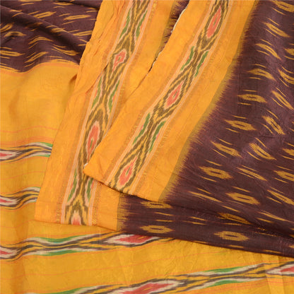 Sanskriti Vintage Saree Unique Pochampally Hand Woven Ikat Pure Silk Sari Sustainable Fabric