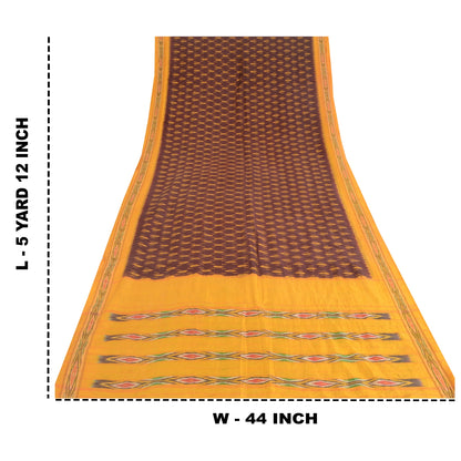 Sanskriti Vintage Saree Unique Pochampally Hand Woven Ikat Pure Silk Sari Sustainable Fabric