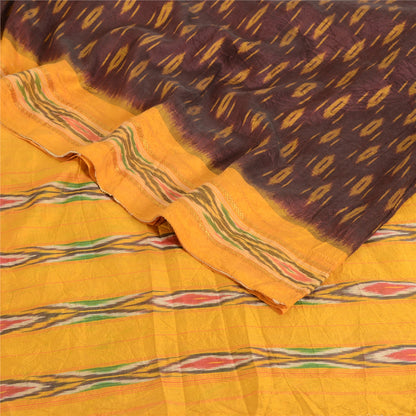Sanskriti Vintage Saree Unique Pochampally Hand Woven Ikat Pure Silk Sari Sustainable Fabric