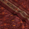 Sanskriti Vintage Saree Red Sambhalpuri Hand Woven Ikat Pure Silk Sari Fabric