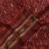 Sanskriti Vintage Saree Red Sambhalpuri Hand Woven Ikat Pure Silk Sari Fabric