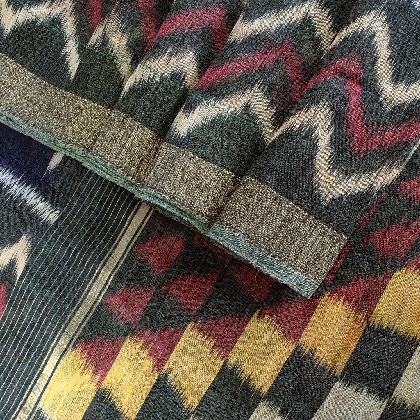 Sanskriti Vintage Blue 100%Pure Silk Saree Ikat Hand Woven Pochampally 5+Yd Sari