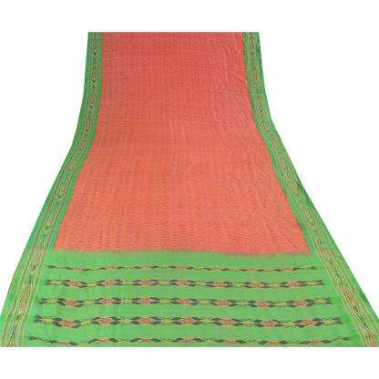 Sanskriti Vintage Saree Pochampally Hand Woven Ikat Pure Silk Sari 5yd Sustainable Fabric