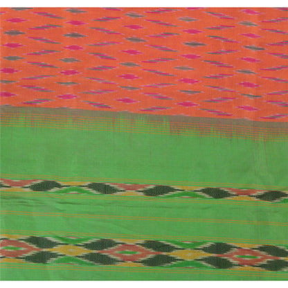 Sanskriti Vintage Saree Pochampally Hand Woven Ikat Pure Silk Sari 5yd Sustainable Fabric