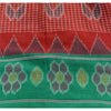 Sanskriti Vintage Saree Red Odisha Hand Woven Ikat Pure Cotton Sari 5yd Sustainable Fabric