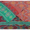 Sanskriti Vintage Saree Red Odisha Hand Woven Ikat Pure Cotton Sari 5yd Sustainable Fabric