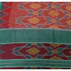 Sanskriti Vintage Saree Red Odisha Hand Woven Ikat Pure Cotton Sari 5yd Sustainable Fabric
