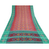 Sanskriti Vintage Saree Red Odisha Hand Woven Ikat Pure Cotton Sari 5yd Sustainable Fabric