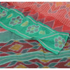 Sanskriti Vintage Saree Red Odisha Hand Woven Ikat Pure Cotton Sari 5yd Sustainable Fabric
