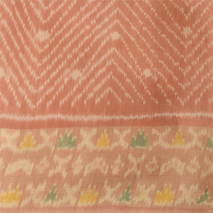 Sanskriti Vintage Saree Brown Sambhalpuri HandWoven Ikat Cotton Silk Sari Sustainable Fabric