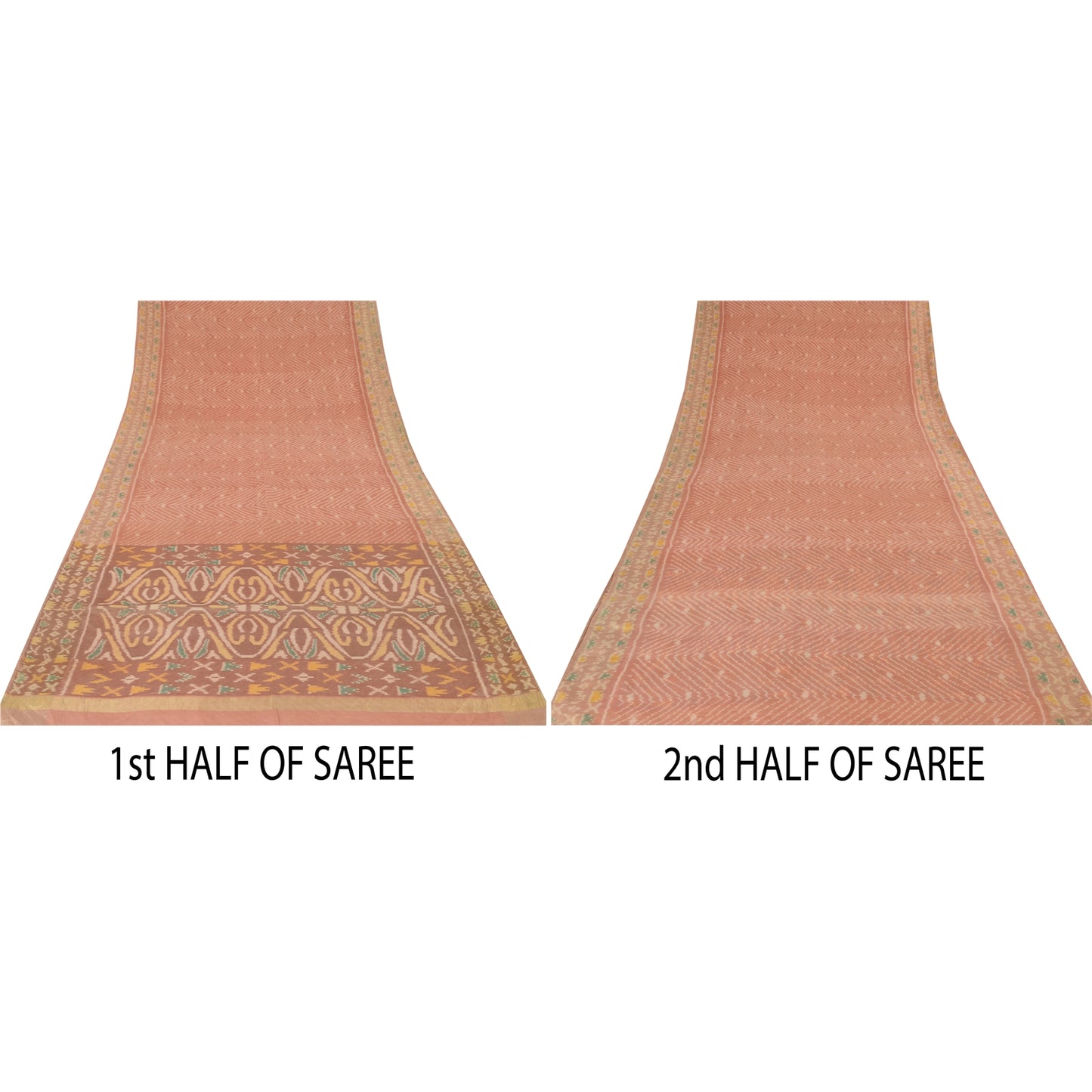 Sanskriti Vintage Saree Brown Sambhalpuri HandWoven Ikat Cotton Silk Sari Sustainable Fabric