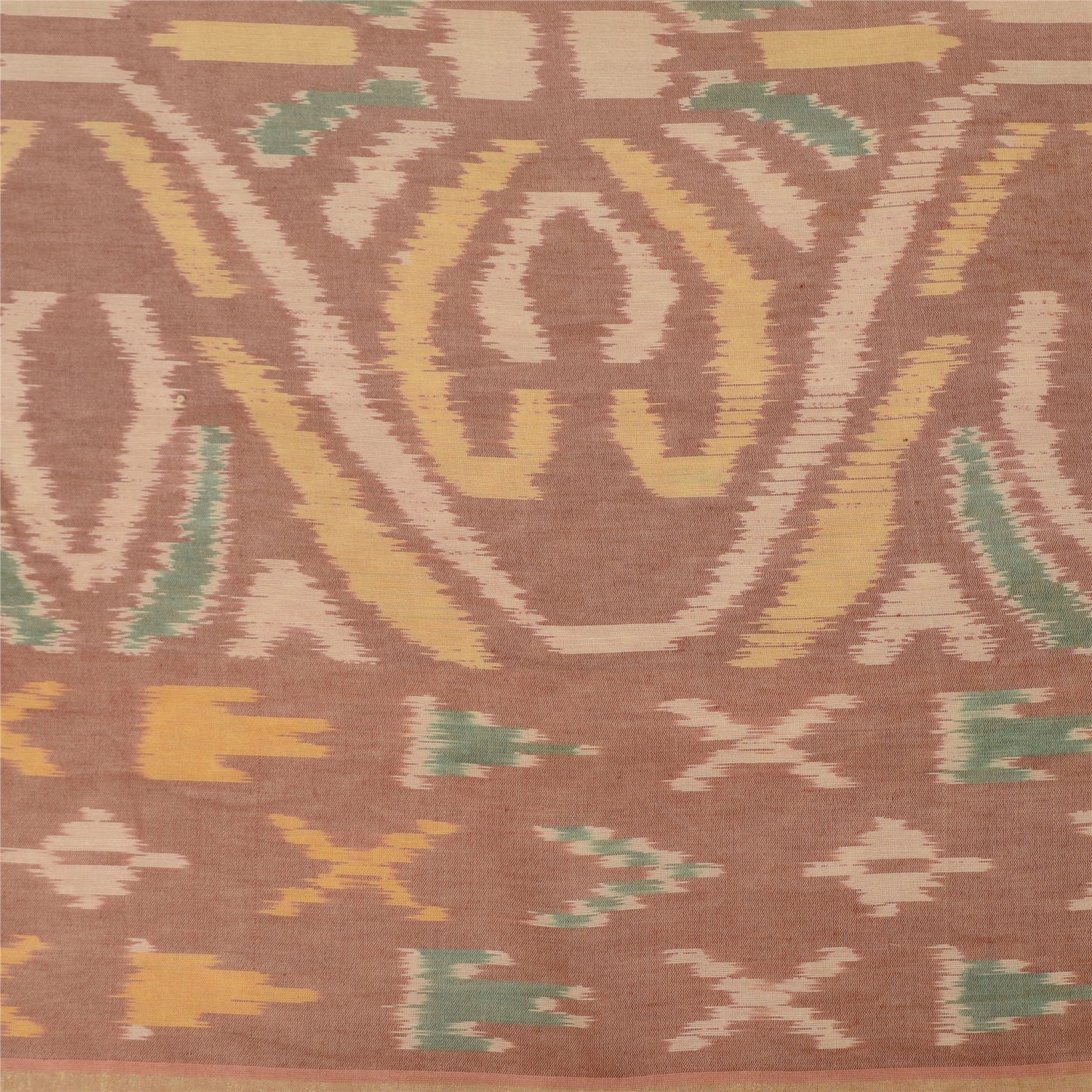 Sanskriti Vintage Saree Brown Sambhalpuri HandWoven Ikat Cotton Silk Sari Sustainable Fabric