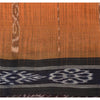 Sanskriti Vintage Saree Orange Odisha Hand Woven Ikat Pure Cotton Sari Sustainable Fabric