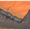 Sanskriti Vintage Saree Orange Odisha Hand Woven Ikat Pure Cotton Sari Sustainable Fabric