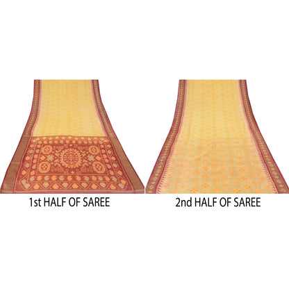 Sanskriti Vintage Saree Rare Odisha Hand Woven Ikat Cotton Silk Sari 5yd Sustainable Fabric