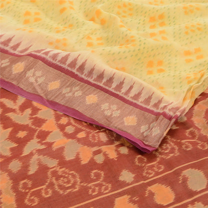 Sanskriti Vintage Saree Rare Odisha Hand Woven Ikat Cotton Silk Sari 5yd Sustainable Fabric