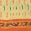 Sanskriti Vintage Sarees Cream Pochampally Hand Woven Ikat Pure Silk Sari Sustainable Fabric