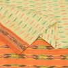 Sanskriti Vintage Sarees Cream Pochampally Hand Woven Ikat Pure Silk Sari Sustainable Fabric