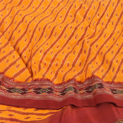 Sanskriti Vintage Sarees Pochampally Hand Woven Ikat 100% Pure Silk Sari Fabric