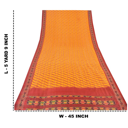 Sanskriti Vintage Sarees Pochampally Hand Woven Ikat 100% Pure Silk Sari Fabric